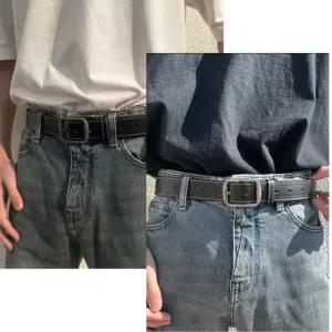 기본 데일리 면바지 청바지 사각 스티치 벨트 버클