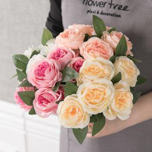 [3개 구매시 1개 추가] 장미 조화 캐비지부쉬 26cm 인테리어 꽃 장식 소품 웨딩 부케
