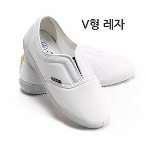 정품-DD 단화 V형 레자/흰색실내화/학교실내화/레자단