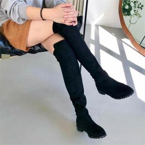 여자 평평한 홀리데이 하프 FW 스웨이드 롱부츠