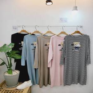 (무배)보드곰 곰돌이 긴팔 원피스 홈웨어 데일리 원피스