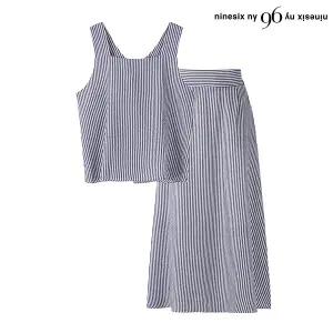 [롯데백화점]나인식스뉴욕 스트라이프 나시 블라우스 밴딩 스커트 셋업 (NO2OW031L0)