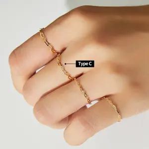 14K 각 모줄 체인 반지 Type C