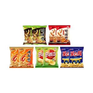 먹태깡세트3 (먹태깡고추마요, 2개, 먹태깡, 2개, 새우깡, 2개, 포테토칩, 2개, 포스틱, 2개)