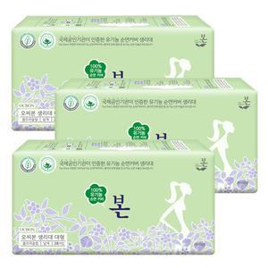 유기농본 오씨본 안심 흡수 생리대 울트라슬림 날개형 대형 28개입 3개