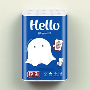 헬로 순수 3겹 화장지 30롤 33m 두루마리 휴지