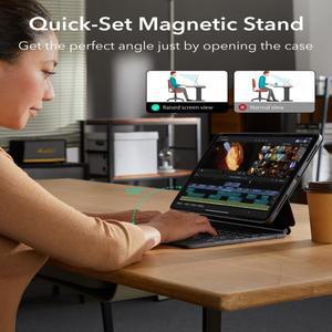 ESR iPad Pro 11/13 키보드 케이스(2024) Air 11/13(2024/2025) 자기 스탠드 세로/가로 탈착식 커버