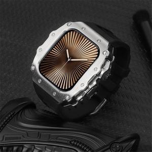 금속 케이스 실리콘 스트랩 AP 모드 키트 세트 Apple Watch 시리즈 10 9 8 7 6 5 4 SE 46mm 45mm 44mm
