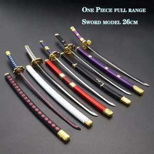 26cm 원피스 검 조로 무기 Enma Katana Shusui 사무라이 Wado Ichimonji 금속 모델 Luffy Sandai Kitetsu