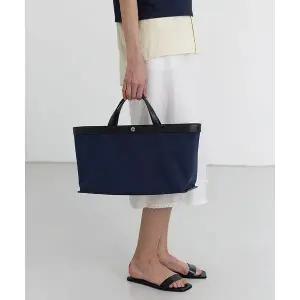 DUNST CANVAS LEATHER TOTE BAG UDBA5E213 NAVY / BLACK