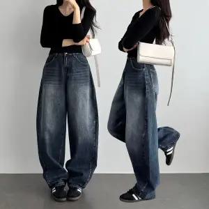 와이드 벌룬핏 하이웨스트 뒷밴딩 워싱 데님 면 팬츠 숏 롱 키작녀 키큰녀 가을 여름