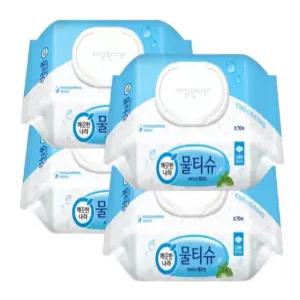 깨끗한나라 페퍼민트 엠보싱물티슈 캡형 70매 4팩