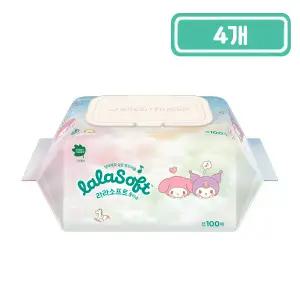 유한킴벌리 그린핑거스 라라소프트 물티슈 산리오 콜라보 100매 x 4개