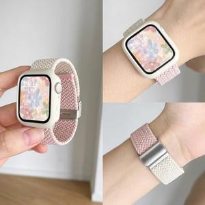 Apple Watch Sereis 용 케이스 + 스트랩 9 8 7 6 5 SE 45mm 38nm 캔디 컬러 클래시 남성 여성 Ultra 2 밴드