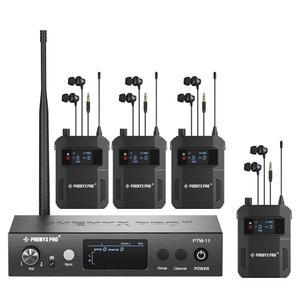 페닉스 프로 무선 인이어 모니터 시스템, 음악가용 듀얼 IEM, 모노 스테이지 모니터, 메탈, 바디팩 4개 포함, 50 UHF 주파수, 랙 마운트, 164피트 범위, 스튜디오/밴드용 (PTM-11-4B)