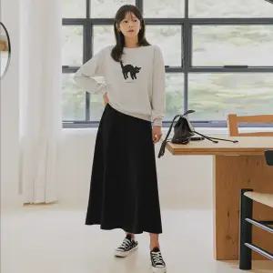 [핑크시슬리] SET/디디캣 맨투맨 플레어 롱 스커트세트