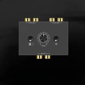 2X 11 RCA 스테레오 오디오 양방향 무손실 스위처음소거 버튼 포함 휴대용 LR 스위치 분배기