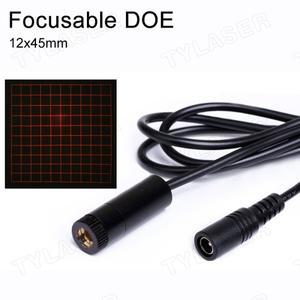 DOE 650nm 적색 레이저 다이오드 D12X45mm 조정 가능 초점 1mW-100mW 정사각형 10x10 그리드  42도 팬 각도