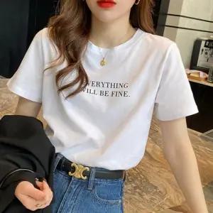 레터링 여자 반팔 티셔츠 심플 라운드 여성 반팔티