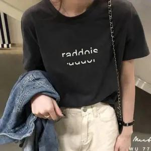 레터링 여자 반팔 티셔츠 라운드넥 여름 상의 반팔티