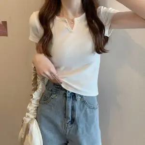여자 반팔티 스판 슬림핏 데일리 티셔츠 세미크롭 이너티