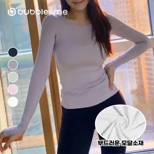 [버블라임]모달라이트 립넥 롱슬리브 티셔츠 요가복 런닝_E05 B