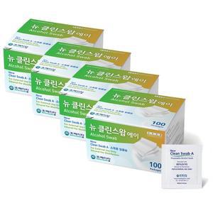 [기타]뉴 클린스왑 에이 1박스 100매입x4개 알콜솜 낱매포장