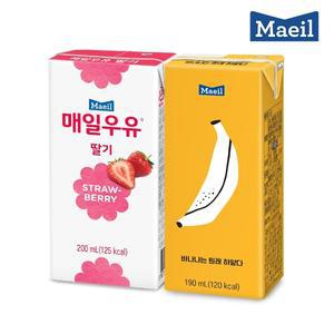매일 멸균우유 혼합 딸기 200ml 24팩+바나나는 원래 하얗다 190ml 24팩