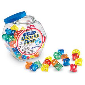 [EDU 7698] 이중 십면체 주사위 10 Sided Dice in Dice, Set of 72