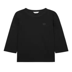 헤지스 여성 24FW 블랙 자수장식 면 7부소매티셔츠 HSTS4CC70BK