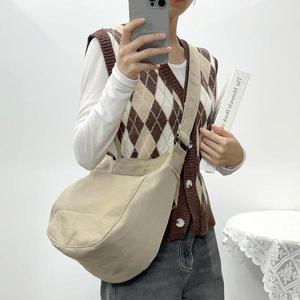 [옷자락]여자 가을 데일리 3컬러 베이직 호보 패브릭 크로스백