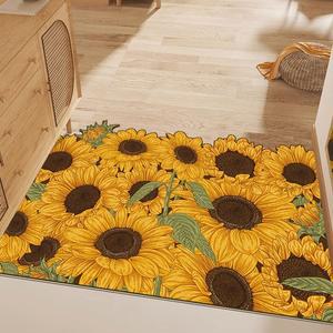 현관 해바라기 발매트 60x90CM 주방 러그 입구 꽃모양 풍수 바닥 세탁가능 주문제작