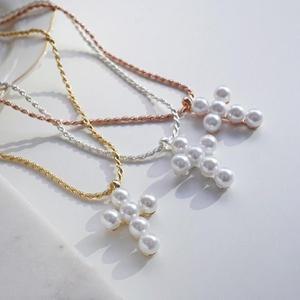 [브이와이]여자 패션 실버 십자가 목걸이 A30670_P368353160
