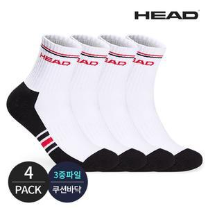 헤드 남성 스포츠파일 바닥배색 라인포인트 중목양말 4P_WH