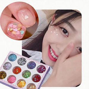 12가지 네일 아트 손톱 글리터 하트 파츠 셀프 미니 DIY 세트