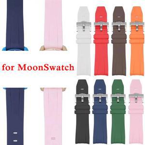 오메가 X 견본 공동 MoonSwatch 스피드 마스터 곡선 끝 고무 실리콘 스트랩 여성 남성 소프트 스포츠 팔찌 20mm에 대한 시계 밴드