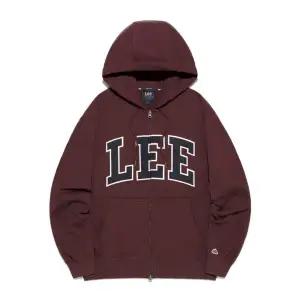 LEE. 데님 아플리케 로고 후드 집업 버건디 LE2503HZ02BU