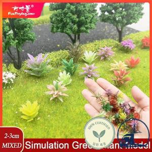 140PCS 모델 나무 덤불 2-3cm 플라스틱 꽃 잔디 인공 식물 철도 장면 미니어처 풍경 레이아웃