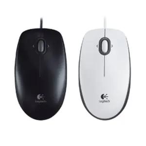 (로지텍) 유선마우스 M100R (블랙 화이트) 로지택 게이밍 무소음 PC 심플 부드러운 고급 넷북 컴퓨터 디자