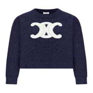 셀린느 25FW 여성 트리옹프 네이비 리브 울 니트 스웨터 RY0GS423P 07MR