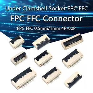 10pcs 0.5mm/1mm 피치 언더 클램셸 소켓 FPC FFC 플랫 케이블 커넥터 4P 5P 6P 8P 10P 12P 20P 22P 30P