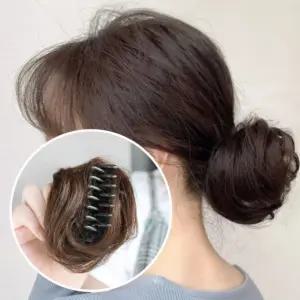 당고 머리 똥머리 가발/뒷머리/뒤통수/뒷통수/집게핀/머리핀/똑딱이/묶음/볼륨/패션/부분/가발핀/클립/