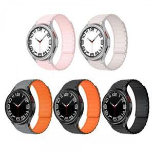 삼성 갤럭시 워치4 6 클래식 43mm 47mm 42mm 46mm 7 6 5 4 44 40mm용 실리콘 마그네틱 밴드, 틈 없는 스트