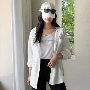 [핑크시슬리] 베니즈 엠보링클 스판 박스 롱 후드셔츠