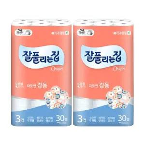 잘풀리는집 따뜻한 3겹 감동 25m, 30롤, 2개
