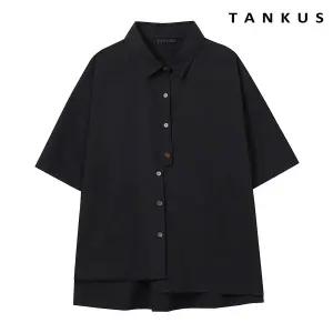 탱커스 언발 버튼 카라넥 오버핏 셔츠 (TX2BL038L0)