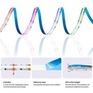 샤인인터 WS2811 COB LED 스트립 픽셀 주소 지정 가능 WS2812B 720 RGB 드림 컬러 고밀도 유연한 조명 검정