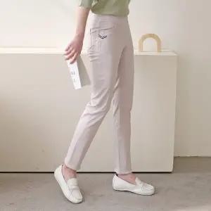여자 배색 포인트 데일리 캐주얼 면 바지_4