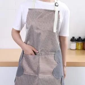 다번다 스트라이프 방수 앞치마 손행주 주방 요리 만들기 다용도 앞치마