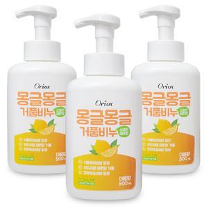 오릭스 몽글몽글 거품비누 레몬향 500ml x 3개 거품형 핸드워시 손세정제